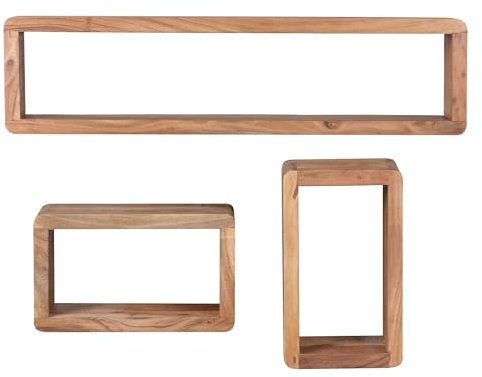tinkaro Hängeregal 3er Set BALO Holzregale Akazie Regal Holz