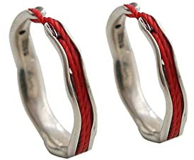 Whoiy Freundschaft Ringe für 2, Eheringe 925 Silber Seil Paar-Set Rot Kostenlos Graviert Partner Geschenke Halskette