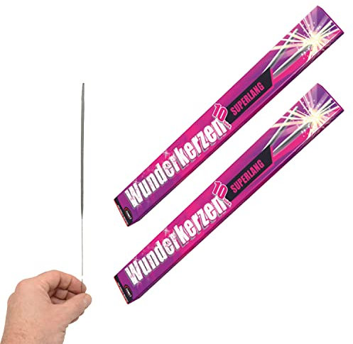 jameitop® 20 Stück WUNDERKERZEN SUPERLANG ganzjahres Kinderfeuerwerk goldene Flamme Kat F1 BAM-F1-0282/06-VP