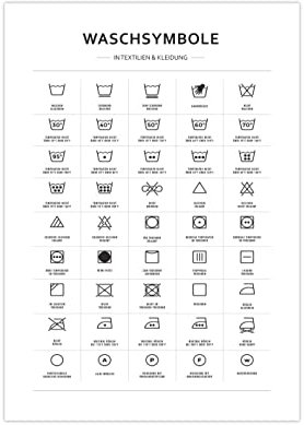 Generisch Poster Waschsymbole | Waschzeichen Bild weiß A3 (42 x 29,7 cm)