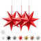 Frau WunderVoll® liebevolle Faltsterne matt rot 3 Stück Durchmesser 25 cm 7 Zacken geschlossene Oberfläche Feste Pappe, Weihnachten, Advent, Fenster Dekoration, Weihnachtsbaum