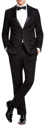 Kenneth Cole Reaction Men's Performance Fabric Tuxedo, Formal Suit for Black Tie, Black, 36S