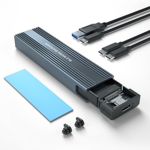 VCOM M.2 NVMe SSD Gehäuse, 10Gbps NVMe PCIe auf USB Adapter mit USB 3.1 Gen2, werkzeugfreie Installation, Unterstützt UASP, Trim, M-Key (B+M Key), 2230/2242/2260/2280 SSDs (Nicht für M.2 SATA)