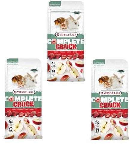 Versele-Laga Complete Crock Mela | Confezione Tripla | 3 x 50 g | Snack per conigli e roditori | Croccante all'esterno e morbido ripieno di mela | Facile da digerire e senza zuccheri aggiunti