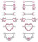 CASSIECA 6 Piercings en Acier ChirurgicalLanguage et Genre Coeur CZ Papillon et Rose Argent Barbell Bijoux de Piercing en Vendée