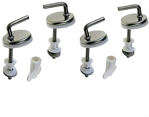 4pcs Toilet Seat Hinges Fittings, Quick Release Toilet Seat Fixings Stainless Steel Back to Wall Replacement Hinges, Universal Toilet Seat Fittings for WC Toilet