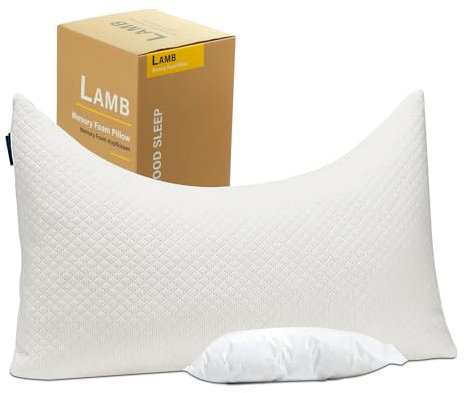 LAMB | Memory Fom Seitenschläferkissen | 70x35 cm | | Höheneinstellbares Kopfkissen | Ergonomisches Schlafkissen | Nackenkissen | 15/5cm hoch,2-teiliges Set