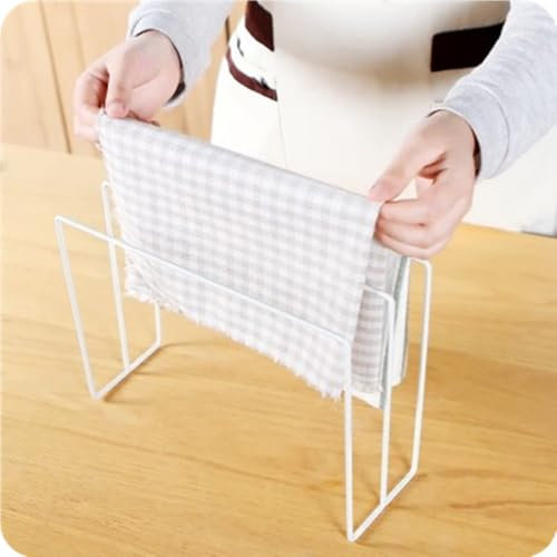 Home Dish Dishcloth Hanger, Dish Towel Dish Rag Holder Washcloth Holder Iron Pan Hanger Countertop Dishcloth Drying Rack for Kitchen Countertop Storage(White)