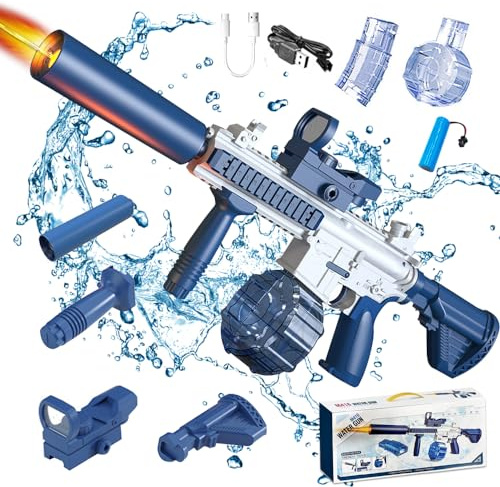 NAVESO Electric Water Gun, Automatic Electric Water Gun Light up, Electric Water Pistol for Adults, Automatic Water Pistol, 600+280ml Large Capacity, Water Guns Powerful Long Distance