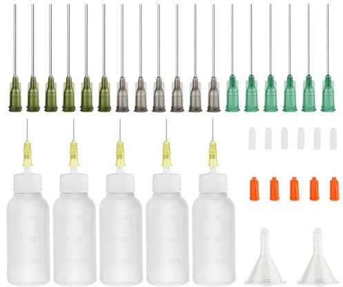 Needle Bottle Applicator, 30Millilitres Needle Tip Glue Bottle, Squeeze Bottle with Fine Tip for Liquid, Glue Oil, Acrylic Paint (14Ga 16Ga 18Ga 30CC-36)