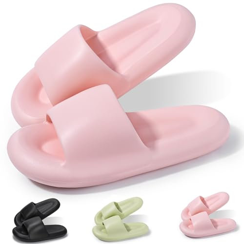 benpen Sliders Cloud Slippers Women Girls, Non-Slip Womens Slippers Cloud Sliders, Soft Flip Flops with Thick Sole for Shower Bathroom Pool Beach (Run small, please Size Up)