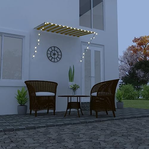 Home Outdoor OthersVersenkbare Markise mit LED, 250 x 150 cm, Gelb und Weiß