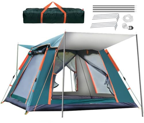 Camping Zelt Wurfzelt 4/10 Personen Sofortzelt Pop Up Strandzelt Kuppelzelt Automatisches Wasserdicht Winddichte & UV Schutz für Trekking, Wandern, Familientreffen, Outdoor (240 * 240 * 154cm(Grün))