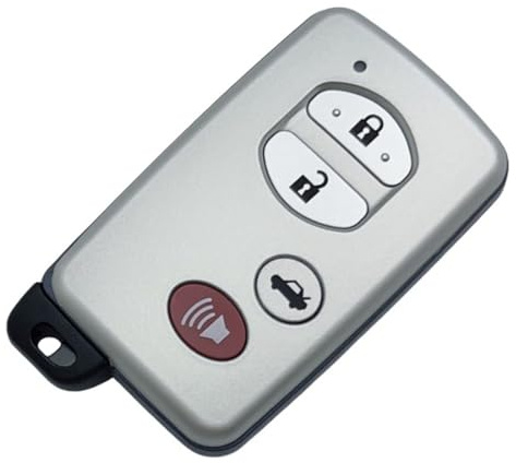 Replacement Key Fob Shell Case for Toyota Avalon Camry Corolla Highlander Prius Rav4 Sequoia Venza Keyless Entry Remote Car Key Fob Cover Casing with Uncut Blade Blank (for Toyota-E-Silver)