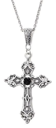 Hanary Gothic Black Zinc Alloy Cross Necklace, Y2k Vintage Gothic Jewelry, Halloween Goth Jewelry Gift for Women