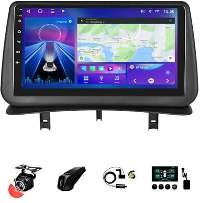 ZCRKEJI - Radio estéreo para coche con Android 13 de 9 pulgadas y doble DIN para Renault Clio 3.° 2005-2014 con cámara de marcha atrás AHD, controles en el volante, SWC, Bluetooth, Carplay, navegaci