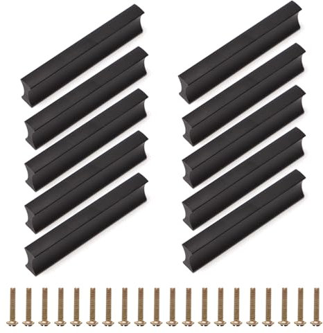 Keboyoe 10 Stück Möbelgriffe Schwarz 64 mm Schrankgriffe Küchenschrank Griffe Schubladengriffe mit Schrauben Türgriffe Schwarze für Schubladen Schrank Möbel(Matt-Schwarz)
