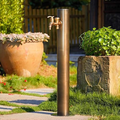 Outdoor-Vintage-Säulen-Wasserhahn Garten-Bodenmontage-Wasserhahn, 304 Edelstahl Frostschutzmittel Hofwassersäule vertikale Bewässerung Bewässerungspfosten Hofhydrant Wasserspiel Brunnen-Dekor
