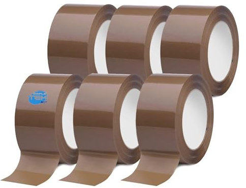 SIMPLETEK - 6 X Rotolo Nastro Adesivo Silent Silenzioso Marrone Avana Imballo Pacchi Trasloco No-Rumore 132 metri x 50 mm (6 pezzi)