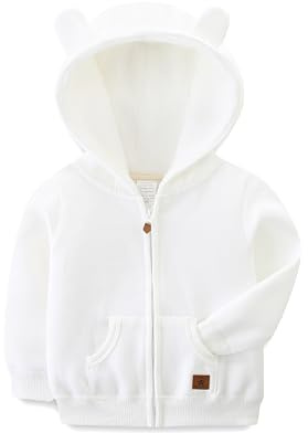 KIDDLETOWN Neonata Giacca con Cappuccio con Orecchie, Giubbotto Neonata con Zip, Giubbino con Cappuccio Abbigliamento Neonata 3-24 Mesi, Jacket Giacchetto Leggero di Cotone, Bambini Felpato