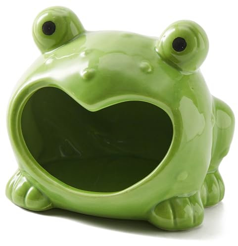 Porte-éponge grenouille en céramique pour évier de cuisine – Porte-éponge mignon et gadgets de cuisine fantaisie – Articles de cuisine uniques de 14 cm et accessoires pour une organisation amusante et