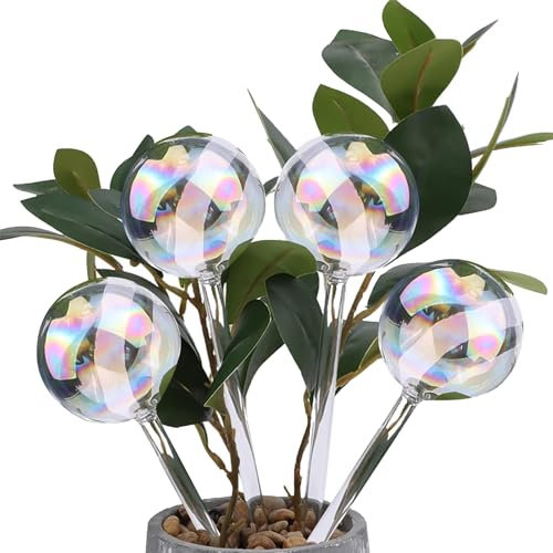 Bewässerungskugeln Glas, Bewässerung Zimmerpflanzen, Regenbogen/Ananas Wasserspender Pflanzen, Selbstbewässerung 2 Wochen,Pflanzen Bewässerung Innen/Außen,Plant Watering Dispenser (Regenbogenball × 4)