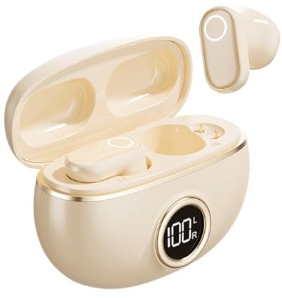 True Wireless Bluetooth 5.4 Small Earbuds In Ear Work Earphones ENC Noise Cancelling Blue Tooth Soft Headphones Waterproof TWS Ear Buds with LED Display for iPhone Android Tablet Laptop Clear Calls