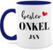 Tasse Tassen 325ml - Bester Onkel Geschenk personalisiert Onkels Geschenk für Onkels I - 325 ml - Dunkelblau - geschenke