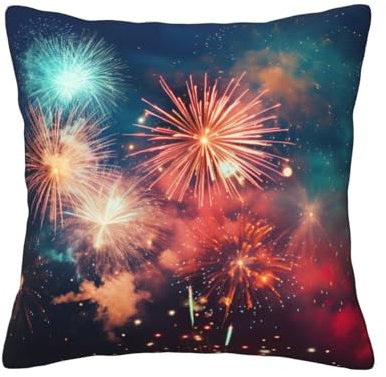 nanger Quadratische Kissenbezüge mit Feuerwerk, weich, für Wohnzimmer und Bett