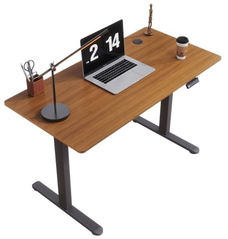 SONNI Höhenverstellbarer Schreibtisch Elektrisch, 120x60cm, Bürstenloser Motor mit 3 Memory-Funktionen, Anti-Kollisionssystem, Kabelmanagement, Steh-Sitz Tisch für Homeoffice, 60KG Traglast Nussbaum
