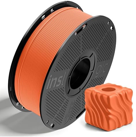 Inslogic Matte PLA Filament Orange 1.75mm 1kg 3D Druckfilament, 3D Drucker PLA Filament mit wiederverwendbarer ABS-Spule, Maßgenauigkeit +/- 0.02mm, kompatibel mit Bambulab Nachfüllfilament