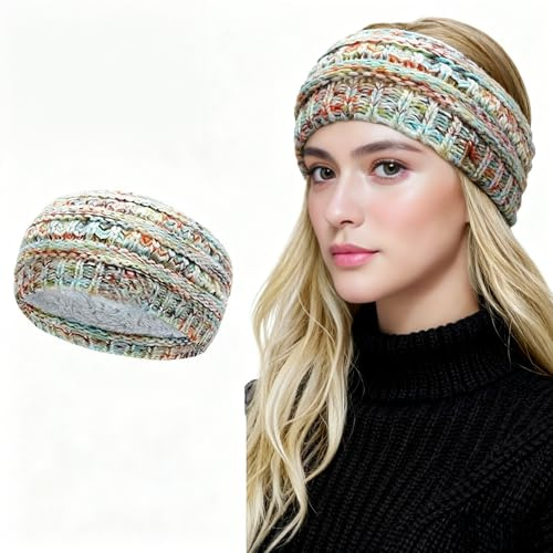 Winter Knitted Headband Women – Soft Warm Crochet Braided Ear Warmer Cozy & Stylish for Cold Weather (White)