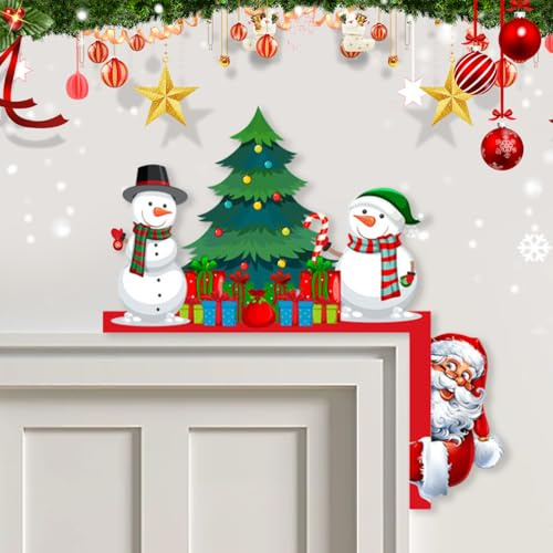 Nexoria Türrahmen Deko Weihnachten, Weihnachtsdeko Türrahmen Weihnachtsmann Holz Türschmuck Weihnachten Lebkuchenmann Weihnachtsdeko Innen Türdeko für Tür Fenster Kamin (D)