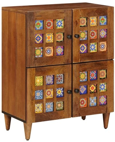 vidaXL Sideboard mit Speicher Walnuss 60 x 33 x 75 cm Massivholz Mango