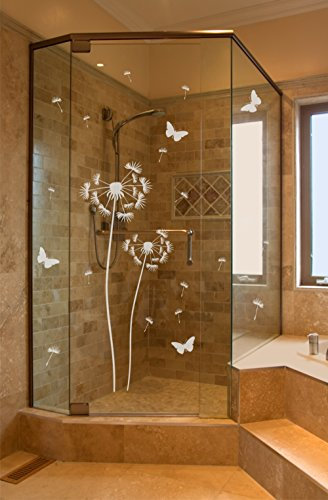 Duschkabine Aufkleber Set Pusteblumen Glasdekorfolie Glasdekor Motiv PusteBlume 140cm und 180cm // Fensterfolie Folie