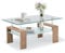 TUKAILAi Table Basse Moderne Rectangulaire avec Plateau en Verre Trempé et Rangement pour Salon Réception (Brun)