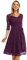KOJOOIN Damen Vintage Kleid Brautjungfernkleid Knielang Langarm Spitzenkleid Cocktailkleid Lila Grape S