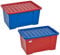 URBNLIVING 50 Liter Coloured Storage Box & Lid Dark Blue Box with Red Box