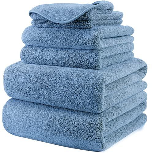 Polyte - Handtuch-Set - schnelltrocknende & fusselfreie Mikrofaser - 6-teilig (Blau)