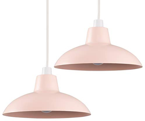 MiniSun | Retro Style Pink Metal Ceiling Light Shades | Pendant Lights, Home Décor & Improvement Essential | Set of 2 | 28.8cm Shade Width