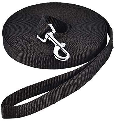 HAPPY HACHI Schleppleine für Hunde, 3m /5m /10m /15m /20m /25m /30m /33m Nylon Hundeleine mit Handschlaufe, Trainingsleine mit D-Karabiner,Lange Hundeleine,für Gehorsamkeitstraining (Schwarz, 33)