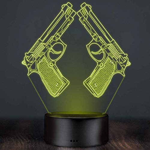 Jinson well 3D Pistole Waffe Lampe optische Illusion Nachtlicht, 7 Farbwechsel Touch Tisch Schreibtisch Dekoration Lampen perfekte mit Acryl Flat ABS Base USB Kabel kreatives Spielzeug