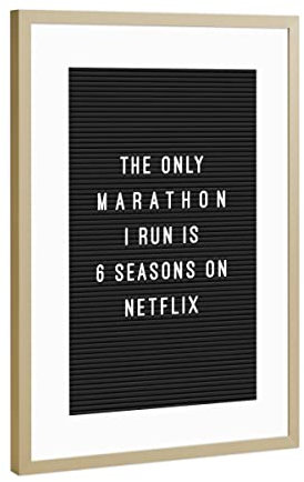artboxONE Poster mit Rahmen Gold 45x30 cm Letterboard Netflix Marathon von Hafenkönigin - gerahmtes Poster