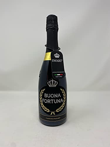 SWART Bottiglia Personalizzata con Veri Cristalli Swarovski - 0,75l Buona Fortuna Eventi Particolari