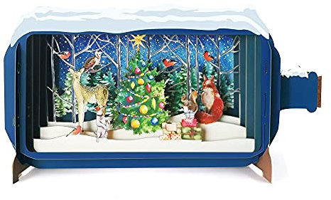 Message In A Bottle Furry Friends Pop Up Christmas Greeting Card By Alljoy Cards XMIB011