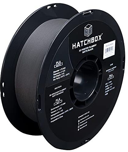 HATCHBOX Matte PLA 3D Drucker Filament, Maßgenauigkeit +/- 0.03mm, 1kg Spule, 1.75mm, Schwarz