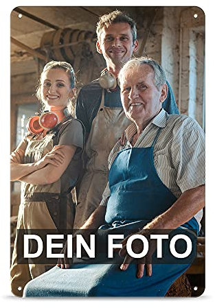 Blech-Schild selbst gestalten - Metall-Poster mit Foto und Text bedrucken - Schild A4, 20 x 30 cm, Hochformat I Personalisiertes Geschenk