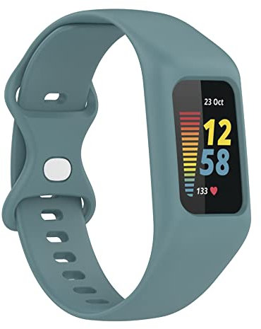 Juaupepo Correa deportiva de silicona compatible con Fitbit Charge 6/Charge 5 con funda para correa de silicona suave con protección resistente a los golpes.