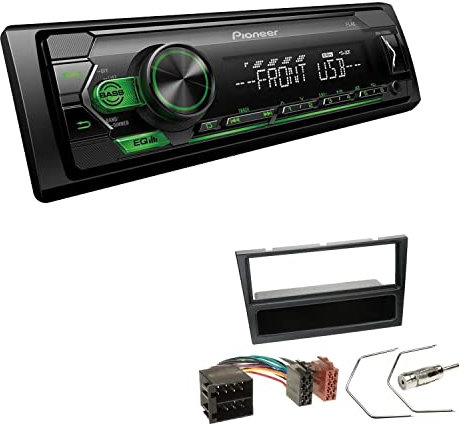 Pioneer MVH-S120UBG 1-DIN Autoradio mit grüner Beleuchtung und USB kompatibel mit Android-Smartphones inkl. Einbauset passend für Opel Corsa C 2000-2004 schwarz
