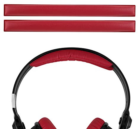 Geekria Almohadilla para Diadema de Piel de proteína, Compatible con Sennheiser hd25 hd25 II HD25 Plus HD25 edición Especial para Auriculares, Banda de Repuesto(Rojo 2 Unidades)
